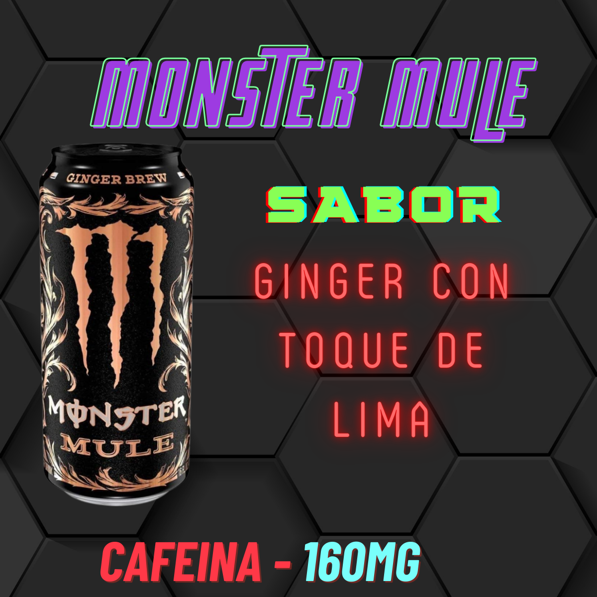 Bebida energetica Monster mule sabor jengibre con toque de lima